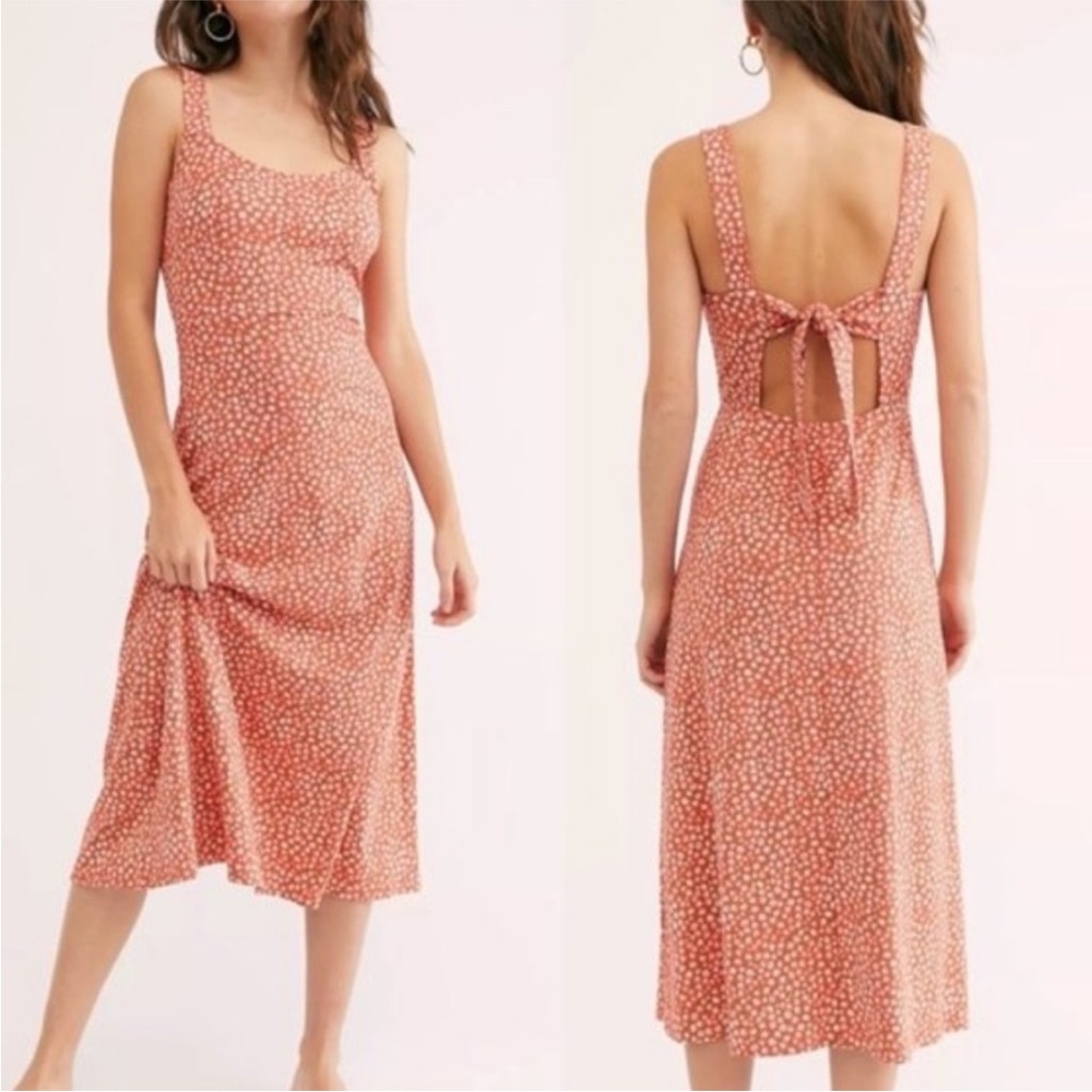 Free People Lorelai Printed Midi Sleeveless Dress Cottagecore Romantic EUC - Picture 6 of 9